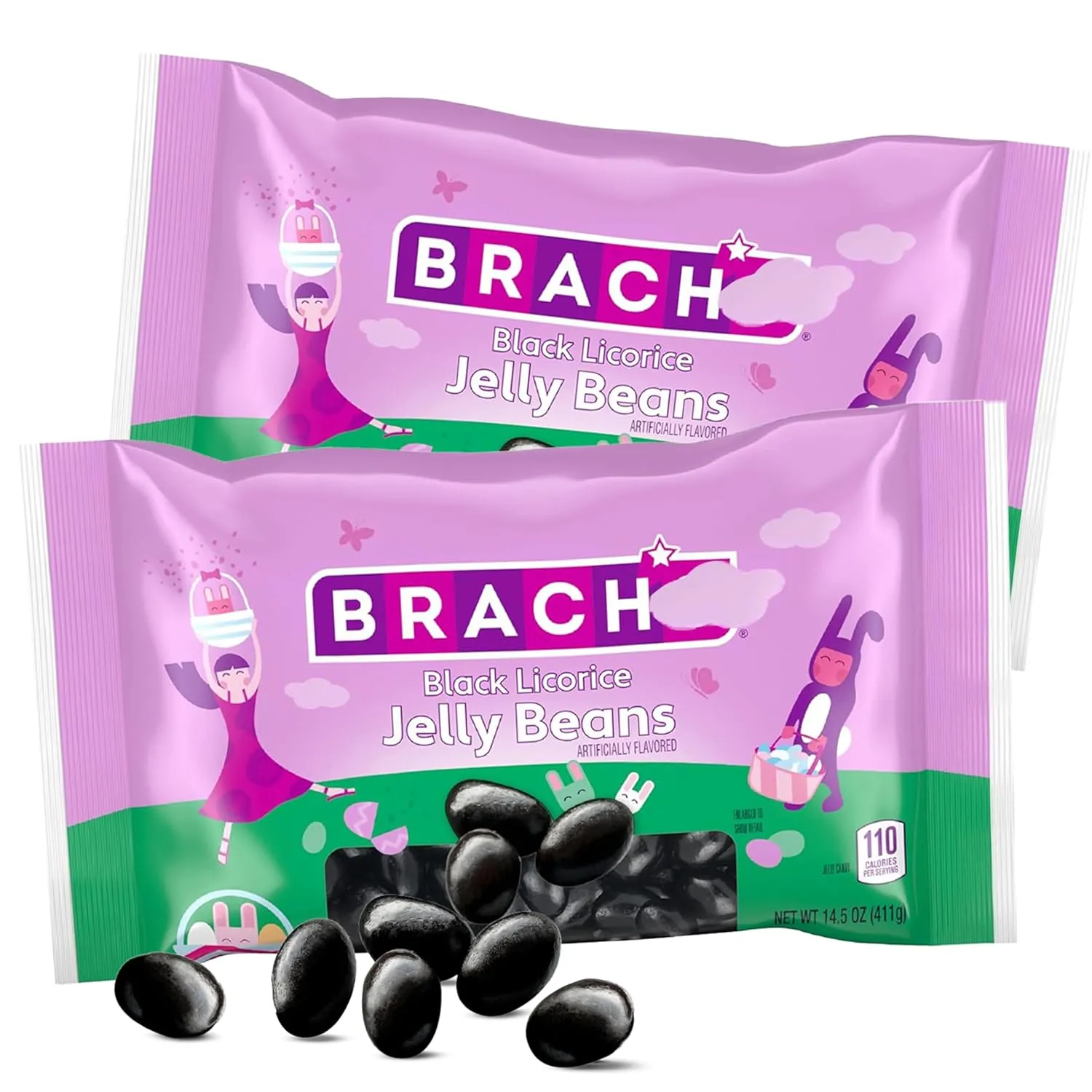 Brach Black Jelly Beans 2 Pack - 9 oz Bags Classic Black Licorice Flavored Jelly Beans – Bold Flavor Candy for Easter Baskets, Party Favors, and Treat Jars - Total 18 oz