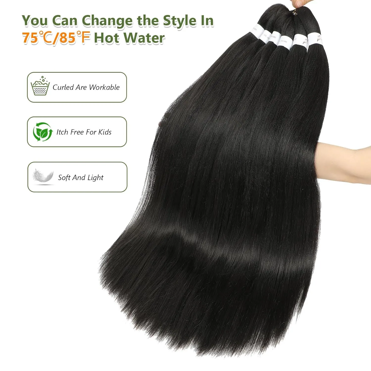 Braiding Hair Pre Stretched 18 Inch 8 Packs Braiding Hair Extension Pre Stretched Braiding Hair Professional Synthetic Hair For Braiding Crochet Twist Braids Soft Yaki Texture(18",#2-8P)
