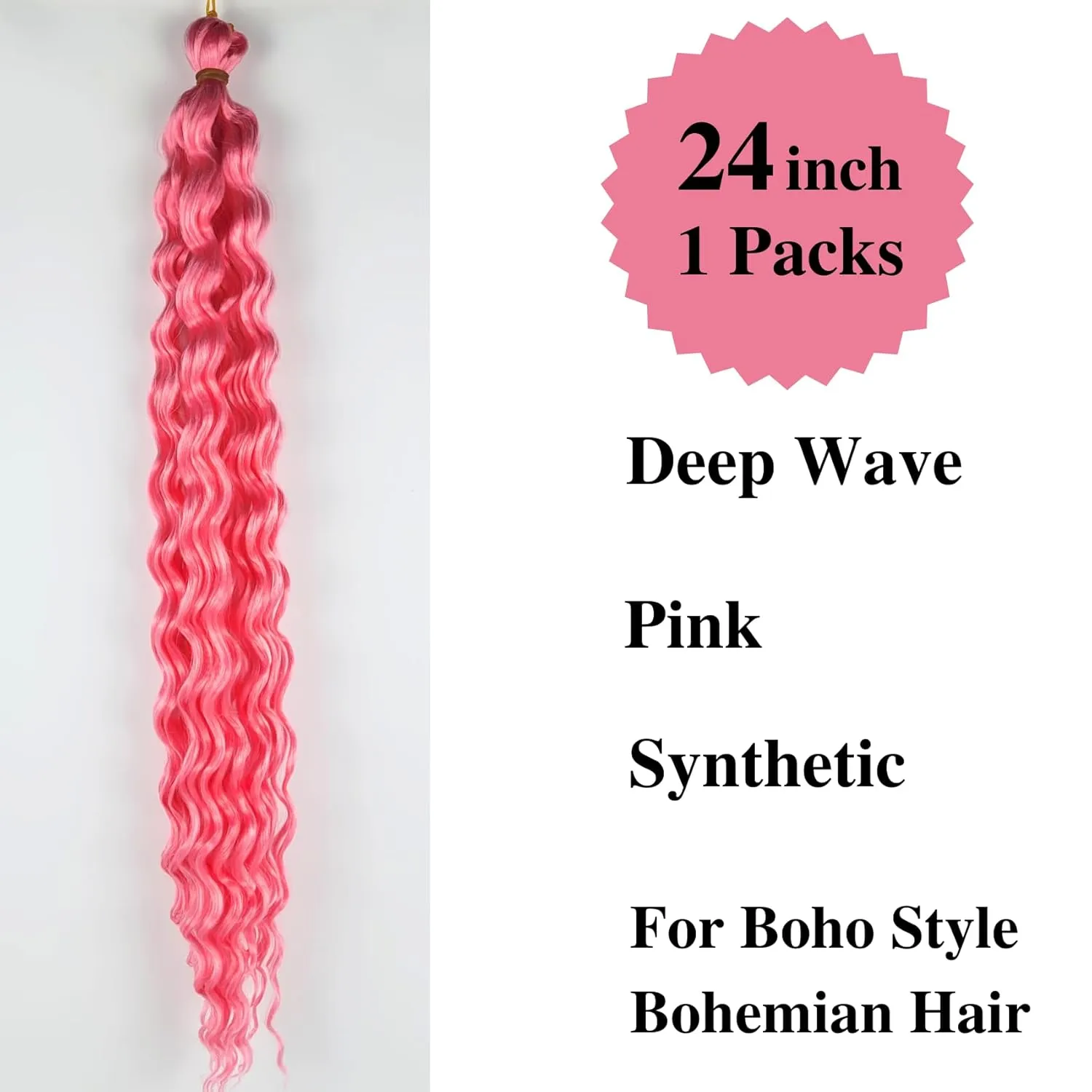 Braiding Hair Pre stretched Pink Boho Hair for Braiding Prestretched Hypoallergenic Ez Braid Pink Curly Deep Wave Crochet Braids Mermaid