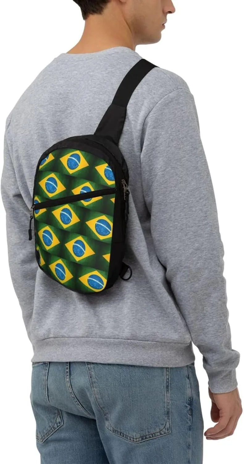 Brazil Brazilian Flag Portable Crossbody Bag Foldable Sling Bags Sports Gym Chest Daypack Reusable Shoulder Backpack Casual Diagonally Rucksack Fanny Packs