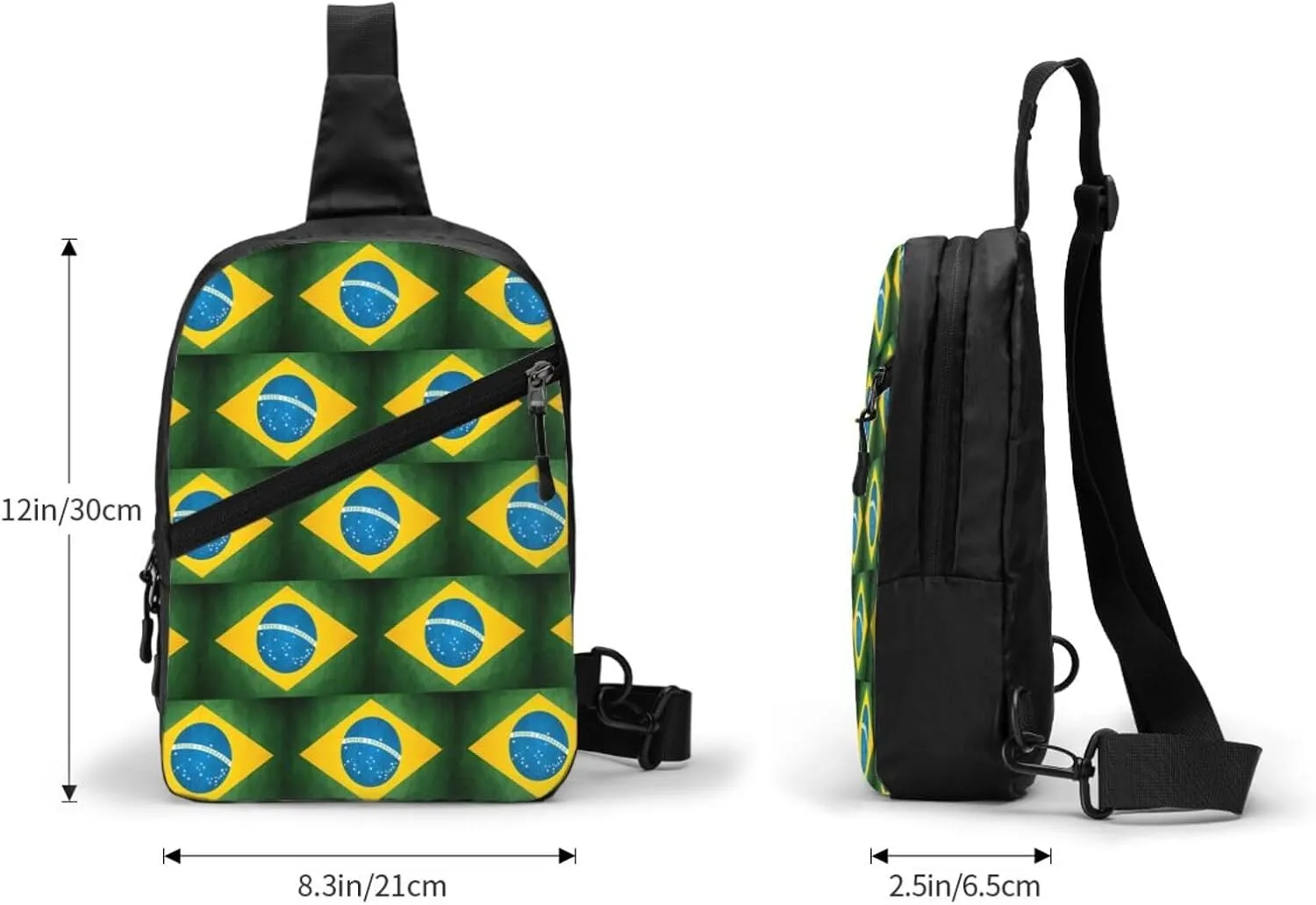 Brazil Brazilian Flag Portable Crossbody Bag Foldable Sling Bags Sports Gym Chest Daypack Reusable Shoulder Backpack Casual Diagonally Rucksack Fanny Packs