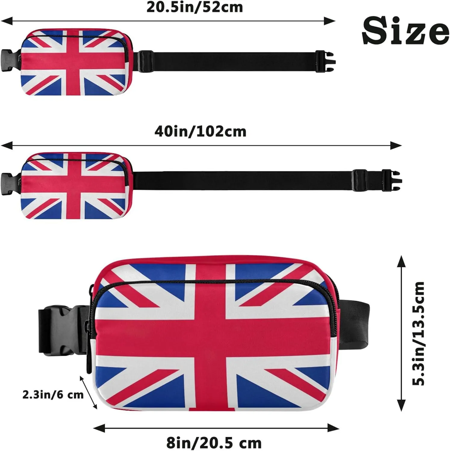 Britain United Kingdom Flag Women Fanny Packs Waterproof Hip Pouch Belt Bag Cute Travel Waist Pack for Men