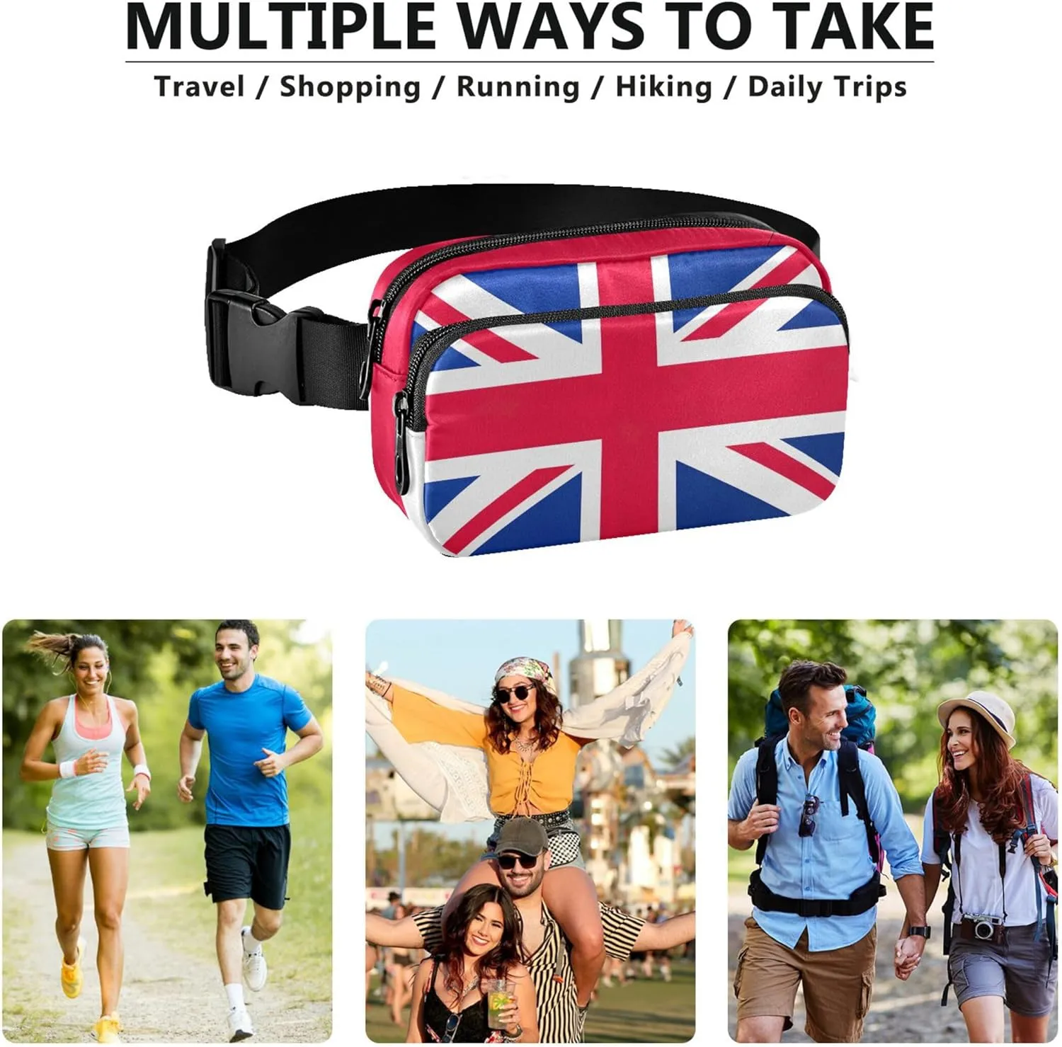 Britain United Kingdom Flag Women Fanny Packs Waterproof Hip Pouch Belt Bag Cute Travel Waist Pack for Men