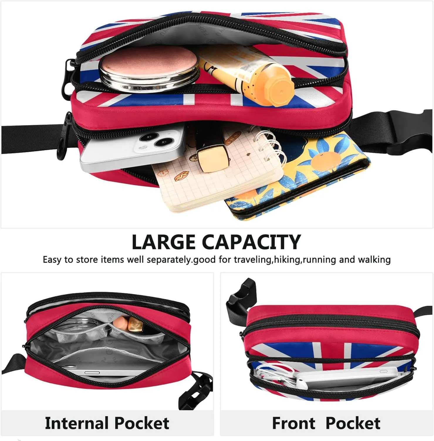 Britain United Kingdom Flag Women Fanny Packs Waterproof Hip Pouch Belt Bag Cute Travel Waist Pack for Men