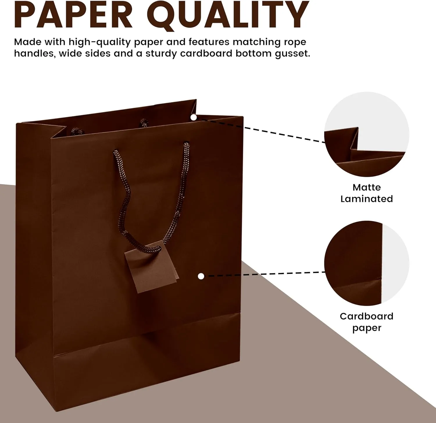 Brown Gift Bags with Handles 10 Pack 8x4x10 Inches Large Paper Bulk Gift Bags for Business, Shopping, Birthday, Party Favor - Euro Tote Paper Bag for Groceries & Personal Use