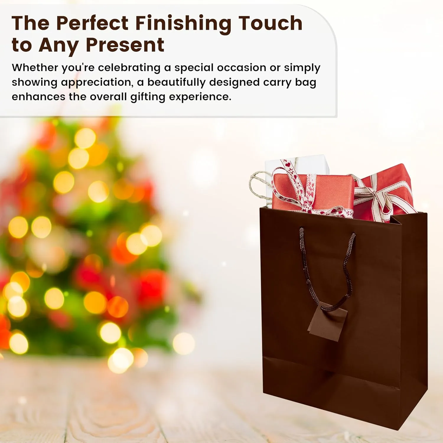 Brown Gift Bags with Handles 10 Pack 8x4x10 Inches Large Paper Bulk Gift Bags for Business, Shopping, Birthday, Party Favor - Euro Tote Paper Bag for Groceries & Personal Use