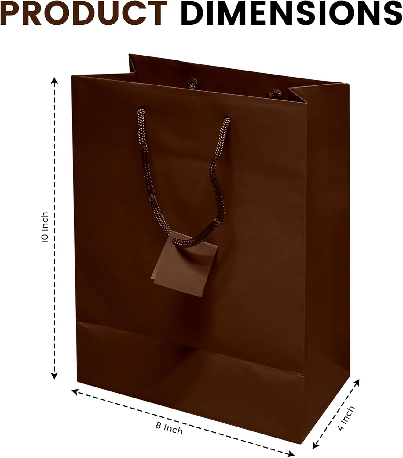 Brown Gift Bags with Handles 10 Pack 8x4x10 Inches Large Paper Bulk Gift Bags for Business, Shopping, Birthday, Party Favor - Euro Tote Paper Bag for Groceries & Personal Use