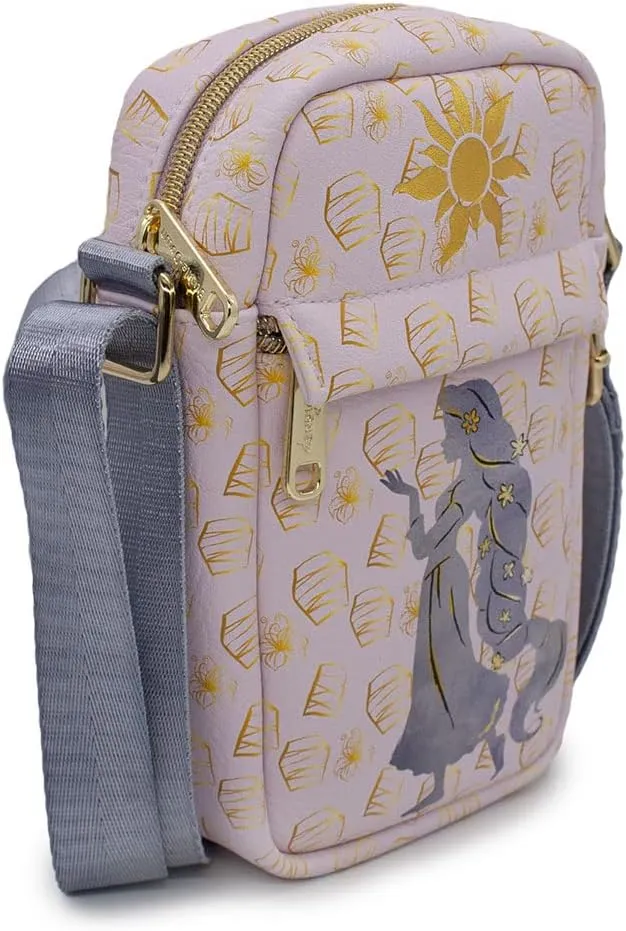 Buckle-Down Disney Bag, Cross Body, Mulan Action Pose Silhouette and Comb, Red Golds, Vegan Leather
