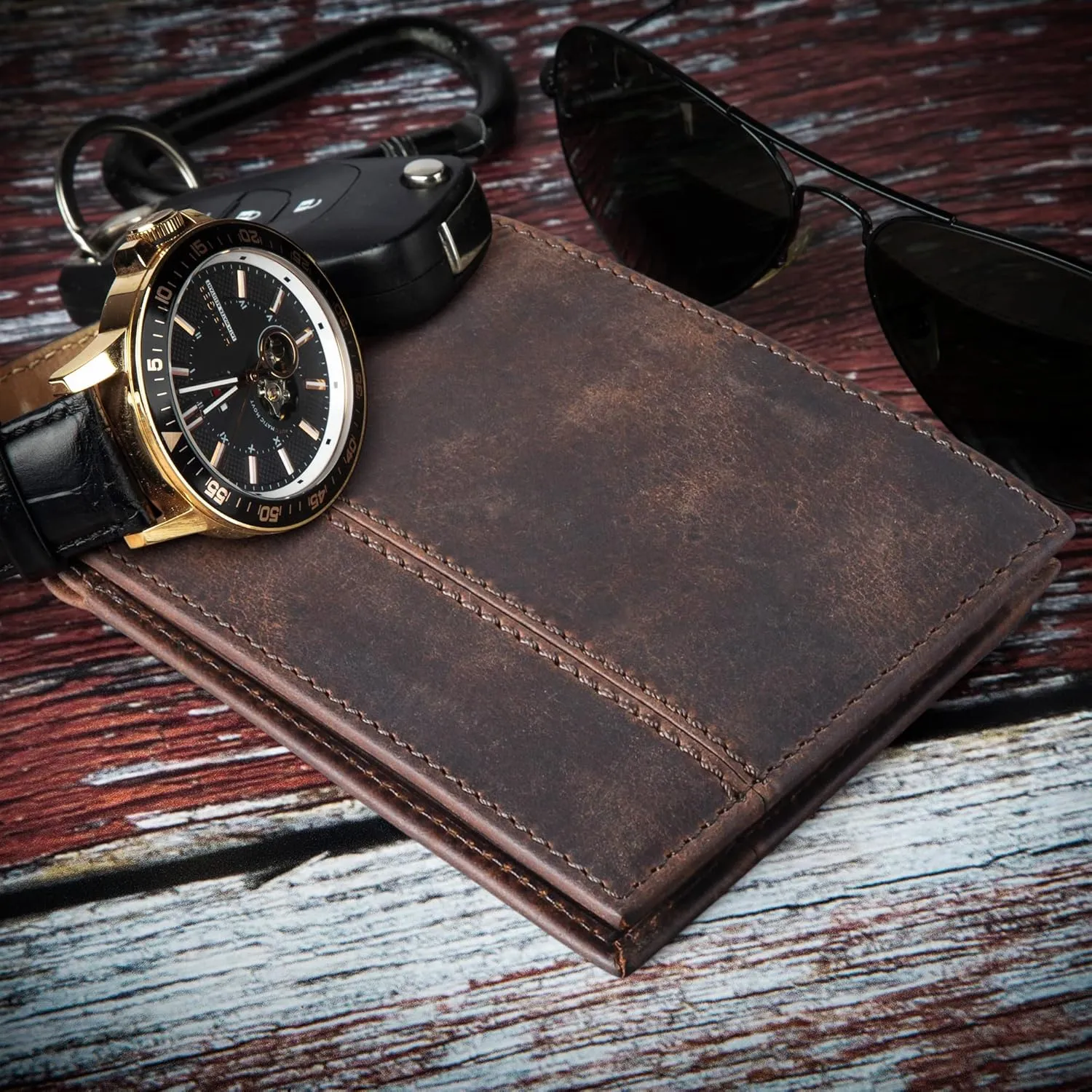 BULL GUARD Rfid Leather Wallet | The Respected Gentlemans Bifold Slim for Men | Travel Secure RFID Blocking | Mens Full Grain Leather Wallet with Removable ID Credit Card Holder
