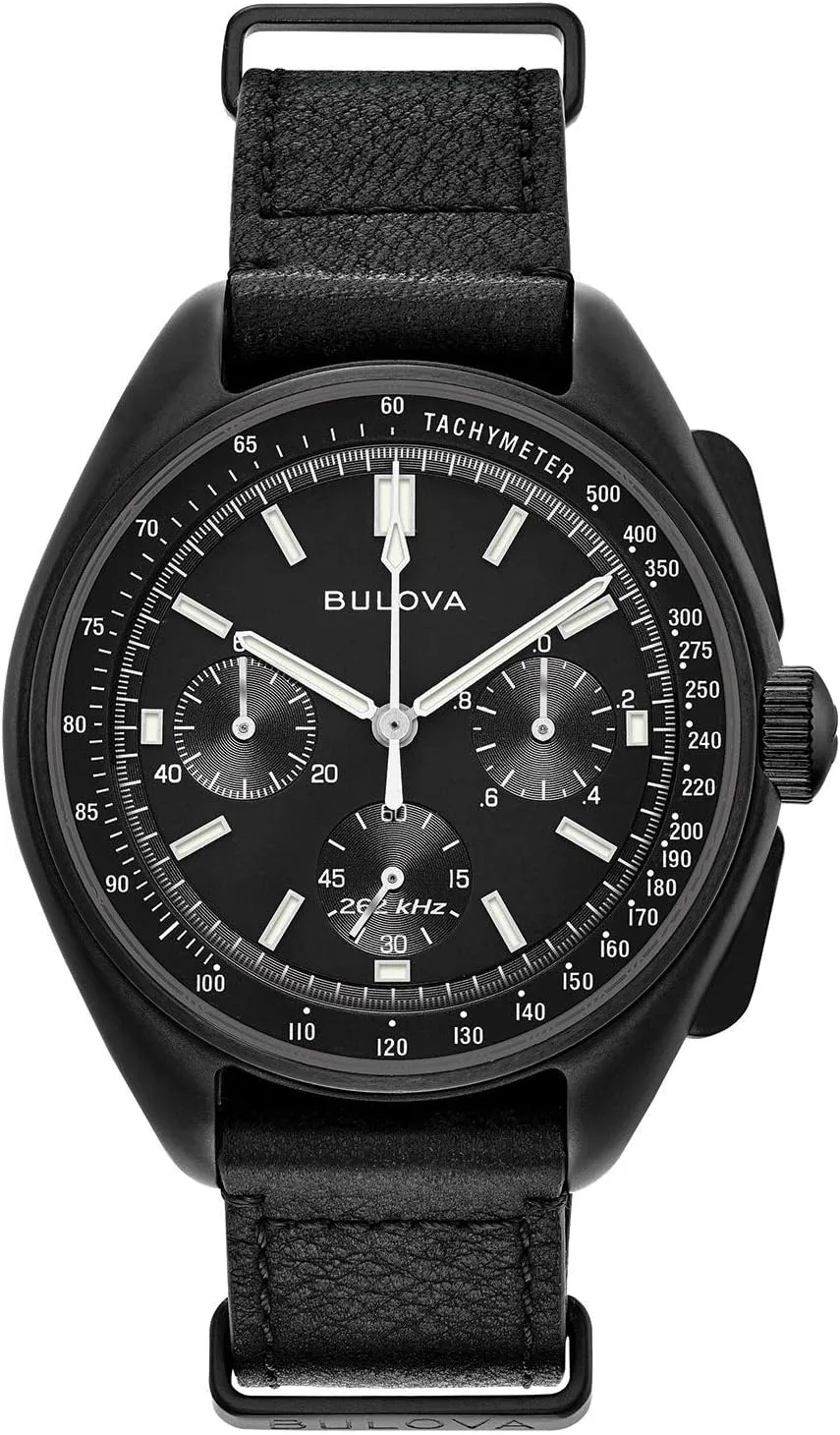 Bulova Men's Archive Series Lunar Pilot 6-Hand Chronograph Precisionist Black Ion-Plated Stainless Steel, Black NATO Strap and Sapphire Crystal Style: 98A186
