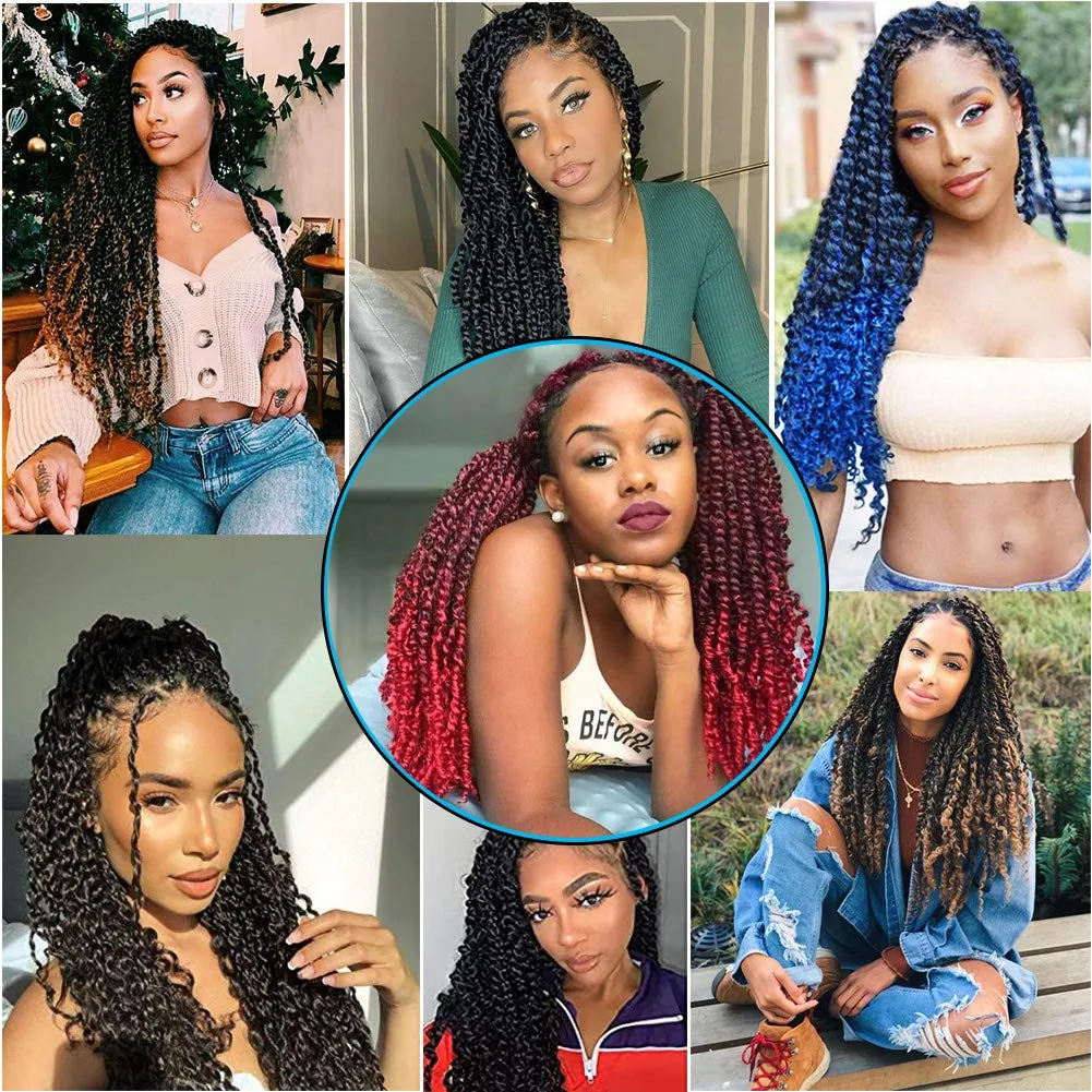 Burgundy Water Wave Crochet Hair 14inch 6 Pack Passion Twist Crochet Hair Synthetic Fiber Braidig Hair(14", T1B/BUG#)