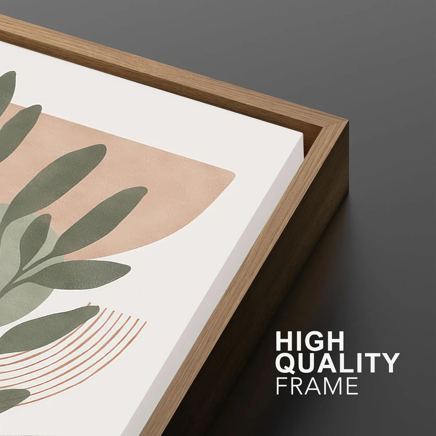 Bwodke Boho Wall Art, Framed Abstract Wall Art, Green Botanical Neutral Canvas Wall Decor, Large Mid Century Plant Pictures Set of 3, Modern Minimalist Paintings, for Bedroom Living Room Bathroom