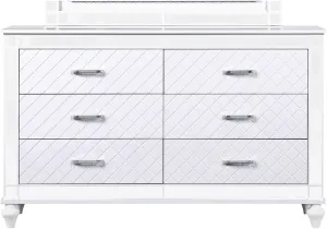 Cabinet Storage Stylish Silver Champagne 6 Drawer Dresser with Embossed Wood Finish Storage Cabinet,for Bedroom