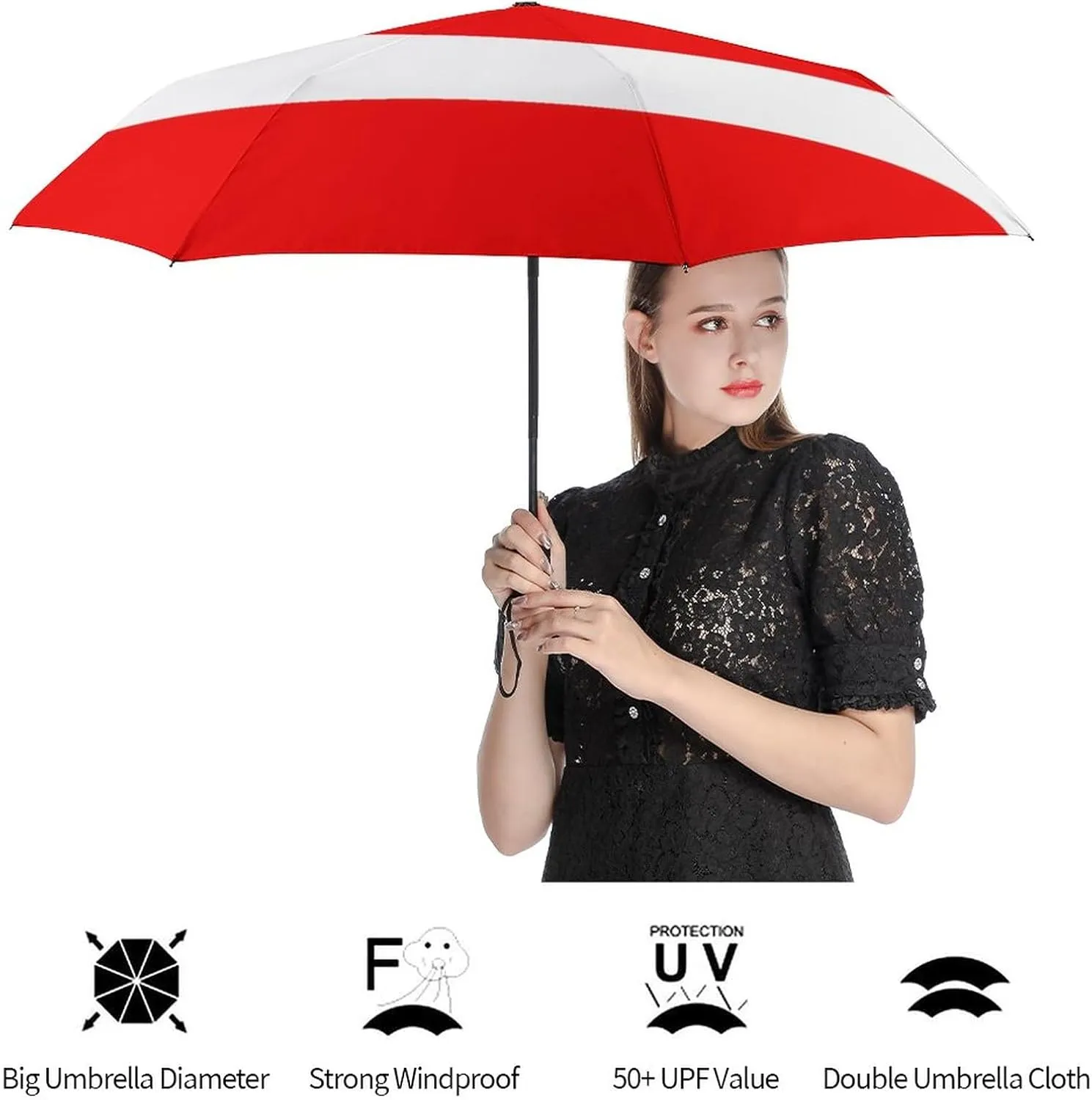 Calculay Russian Flag Portable Automatic Switch Folding Umbrella Manual Sunshade Anti-UV Travel Umbrella Rainproof And Windproof Suitable for Men And Women