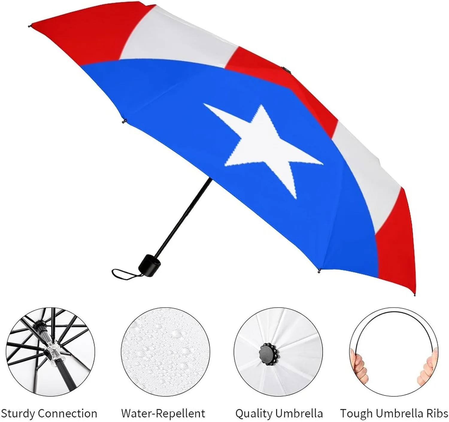 Calculay Russian Flag Portable Automatic Switch Folding Umbrella Manual Sunshade Anti-UV Travel Umbrella Rainproof And Windproof Suitable for Men And Women
