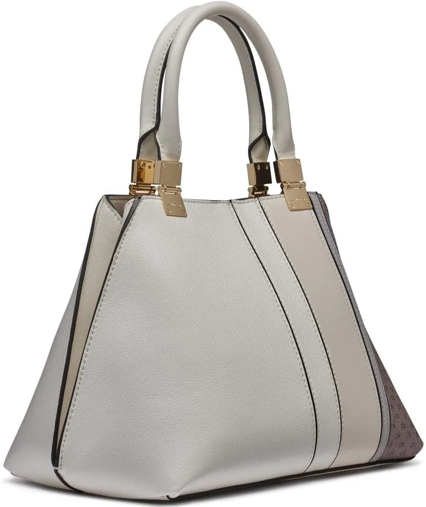 Calvin Klein Granite Geometric Satchel – 2 in 1, Vegan Leather, 2 Pockets