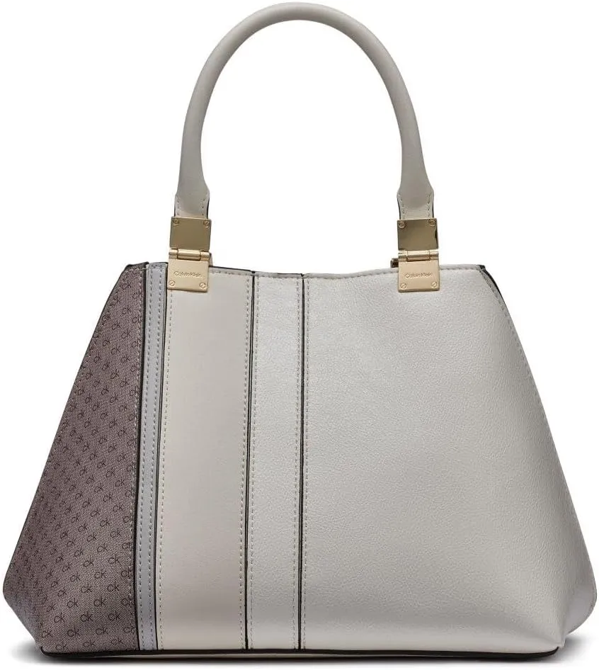 Calvin Klein Granite Geometric Satchel – 2 in 1, Vegan Leather, 2 Pockets