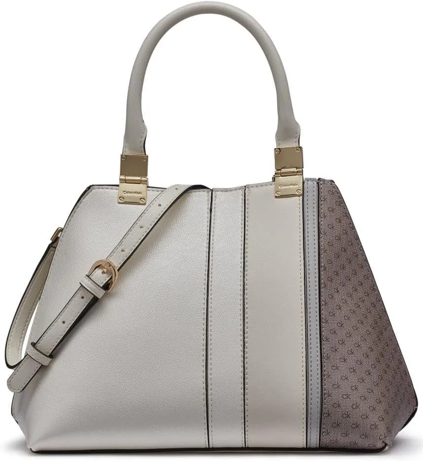 Calvin Klein Granite Geometric Satchel – 2 in 1, Vegan Leather, 2 Pockets
