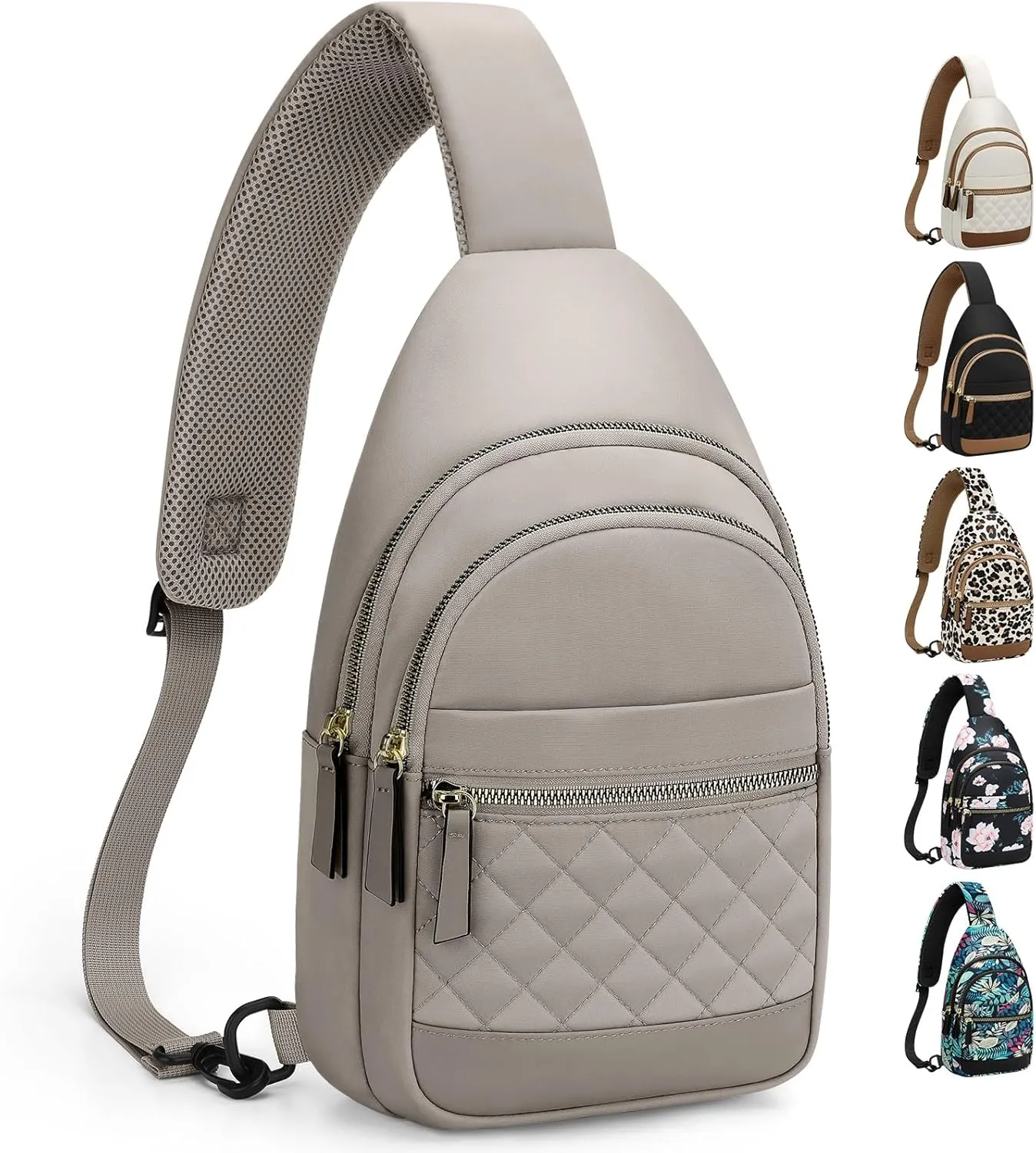 Capolo Sling Bag for Women Men Waterproof Crossbody Bags for Women Trendy Casual Fanny Pack with Convertible Shoulder Strap Chest Bag for Travel Hiking(Grey, Medium)
