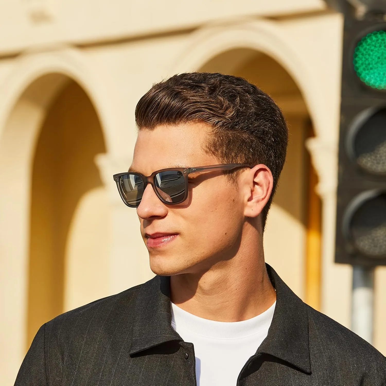 CARFIA Retro Acetate Polarized Sunglasses for Men UV400 Protection Driving Outdoor Anti-Glare Sun Glasses CA5354WS