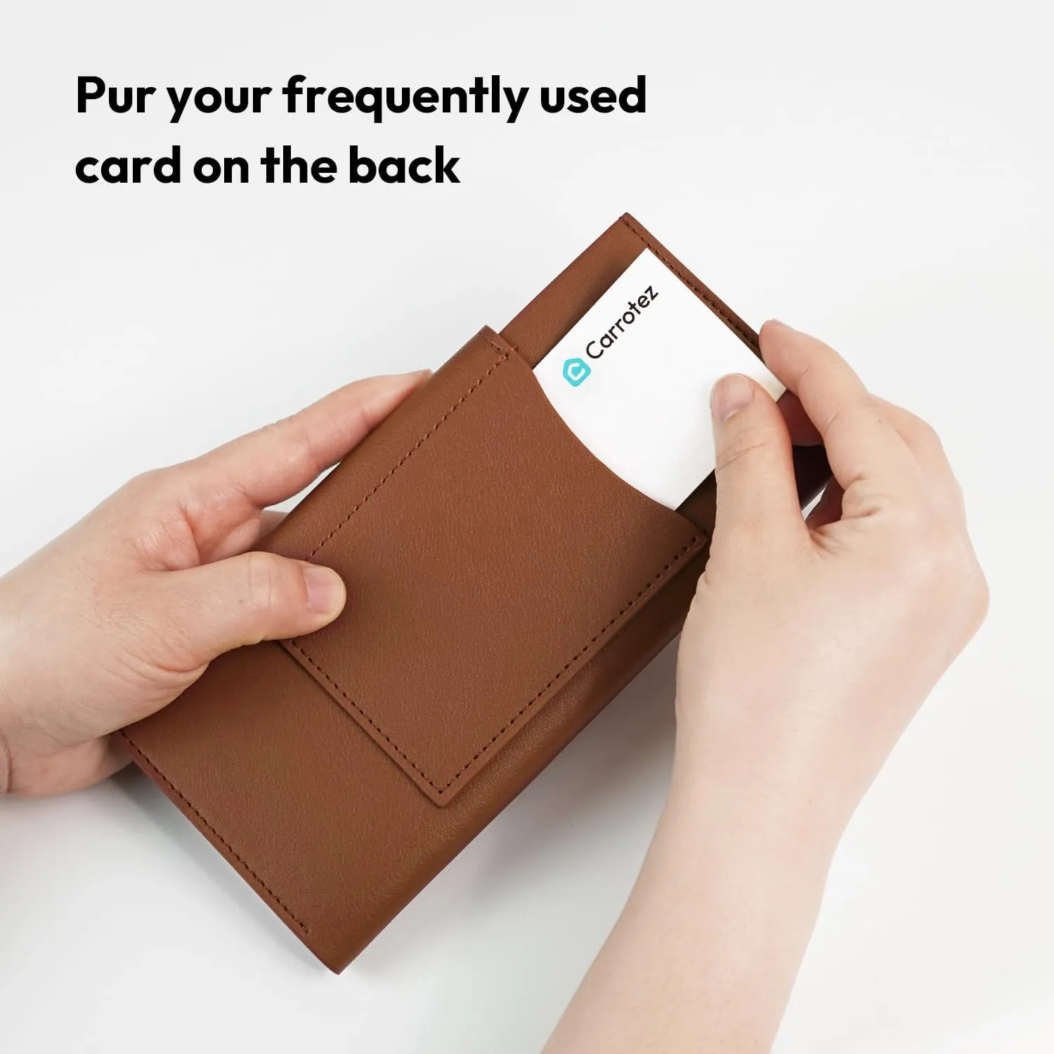 carrotez All-in-One Long Bifold 2-Tier PU Leather Wallet for Women, Money Organizer for Travel, Budgeting, Cash Envelope Wallet for Carrying Cash, Credit Cards & Business Cards - Brown