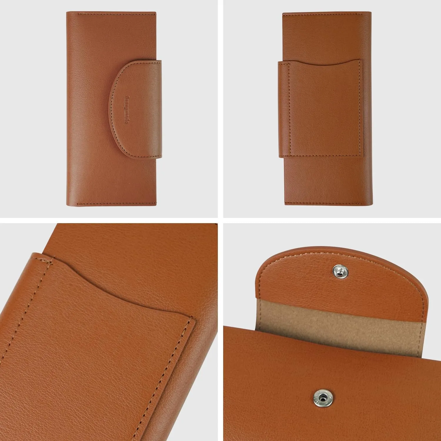 carrotez All-in-One Long Bifold 2-Tier PU Leather Wallet for Women, Money Organizer for Travel, Budgeting, Cash Envelope Wallet for Carrying Cash, Credit Cards & Business Cards - Brown