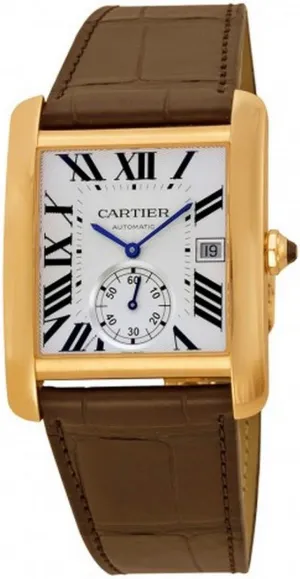 Cartier Tank MC Mechanical Silver Dial Brown Leather Strap Mens Watch W5330001