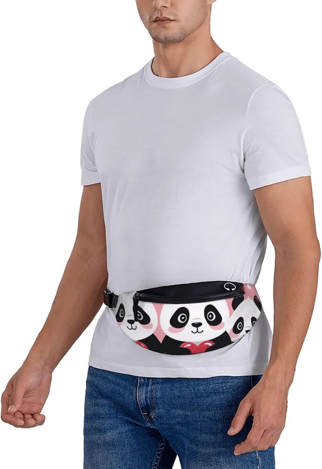 Casual Cute Panda Hearts Printed Fanny Pack,Crossbody Fanny packs for women Men Waist Bag for Running Travel