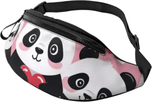 Casual Cute Panda Hearts Printed Fanny Pack,Crossbody Fanny packs for women Men Waist Bag for Running Travel