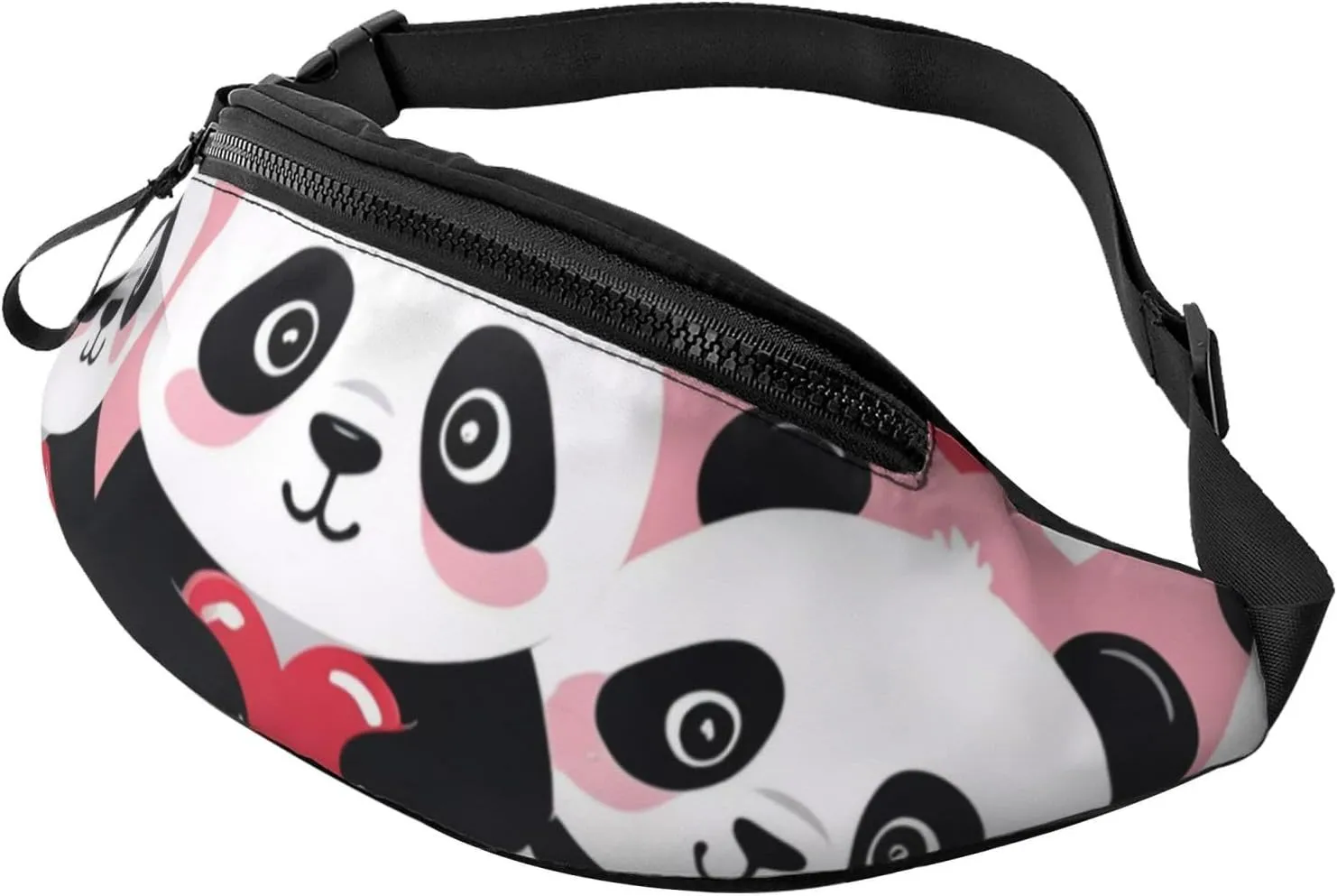 Casual Cute Panda Hearts Printed Fanny Pack,Crossbody Fanny packs for women Men Waist Bag for Running Travel