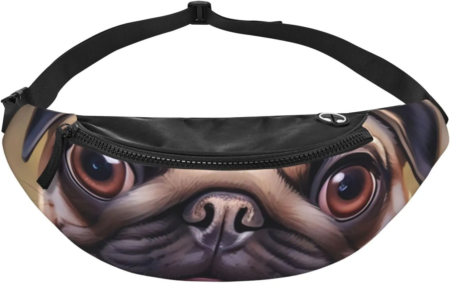 Casual Cute Pet Pug Printed Fanny Pack,Crossbody Fanny packs for women Men Waist Bag for Running Travel