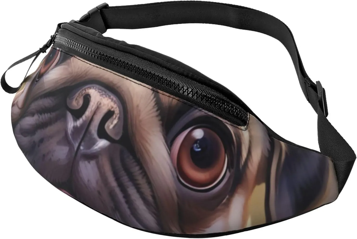 Casual Cute Pet Pug Printed Fanny Pack,Crossbody Fanny packs for women Men Waist Bag for Running Travel