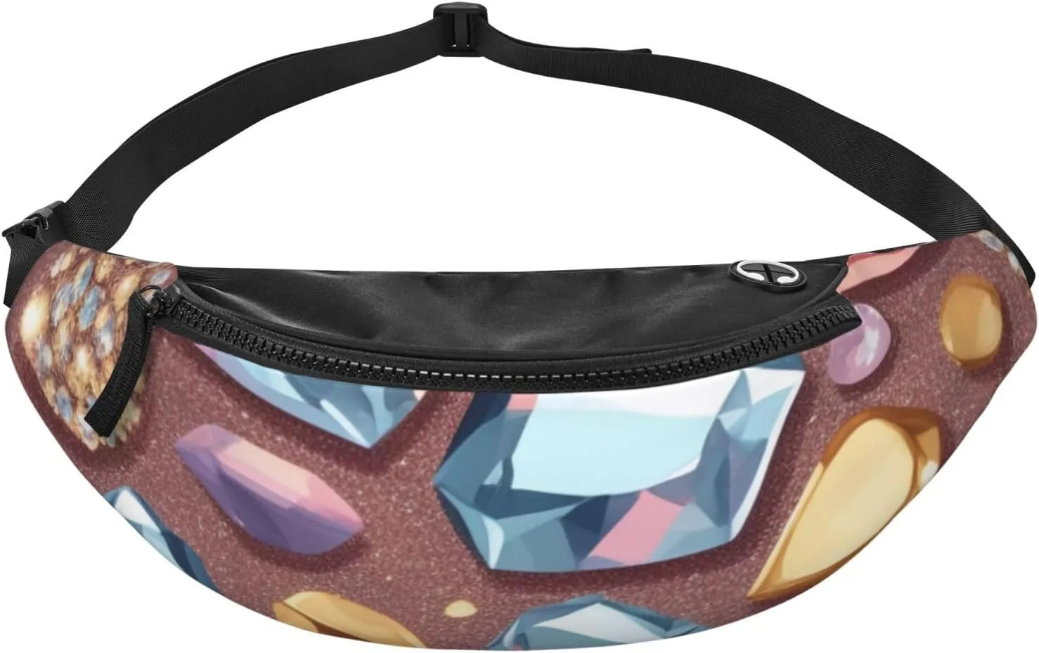 Casual Glitter Abstract Diamond Crystal Pattern Printed Fanny Pack,Crossbody Fanny packs for women Men Waist Bag for Running Travel