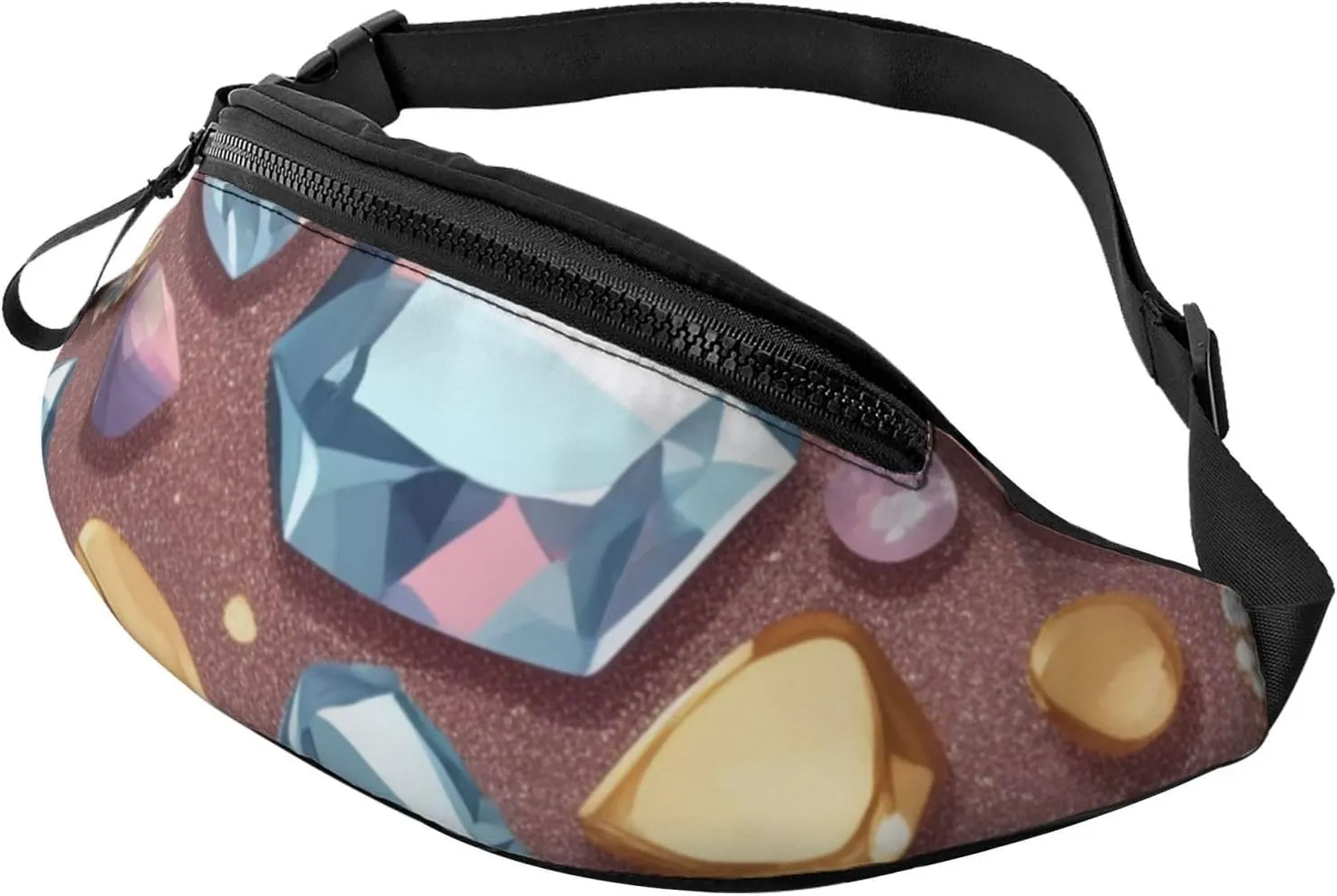 Casual Glitter Abstract Diamond Crystal Pattern Printed Fanny Pack,Crossbody Fanny packs for women Men Waist Bag for Running Travel
