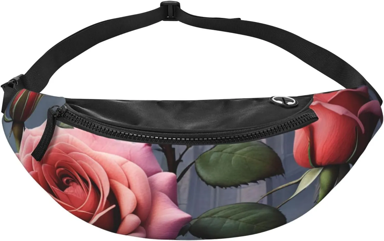 Casual gothic Rose Printed Fanny Pack,Crossbody Fanny packs for women Men Waist Bag for Running Travel