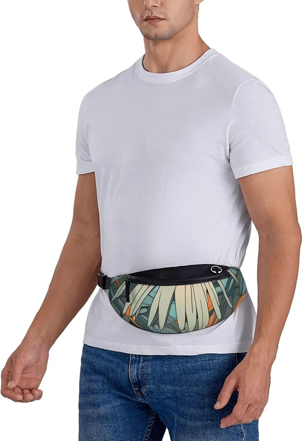 Casual Palm Tree Printed Fanny Pack,Crossbody Fanny packs for women Men Waist Bag for Running Travel