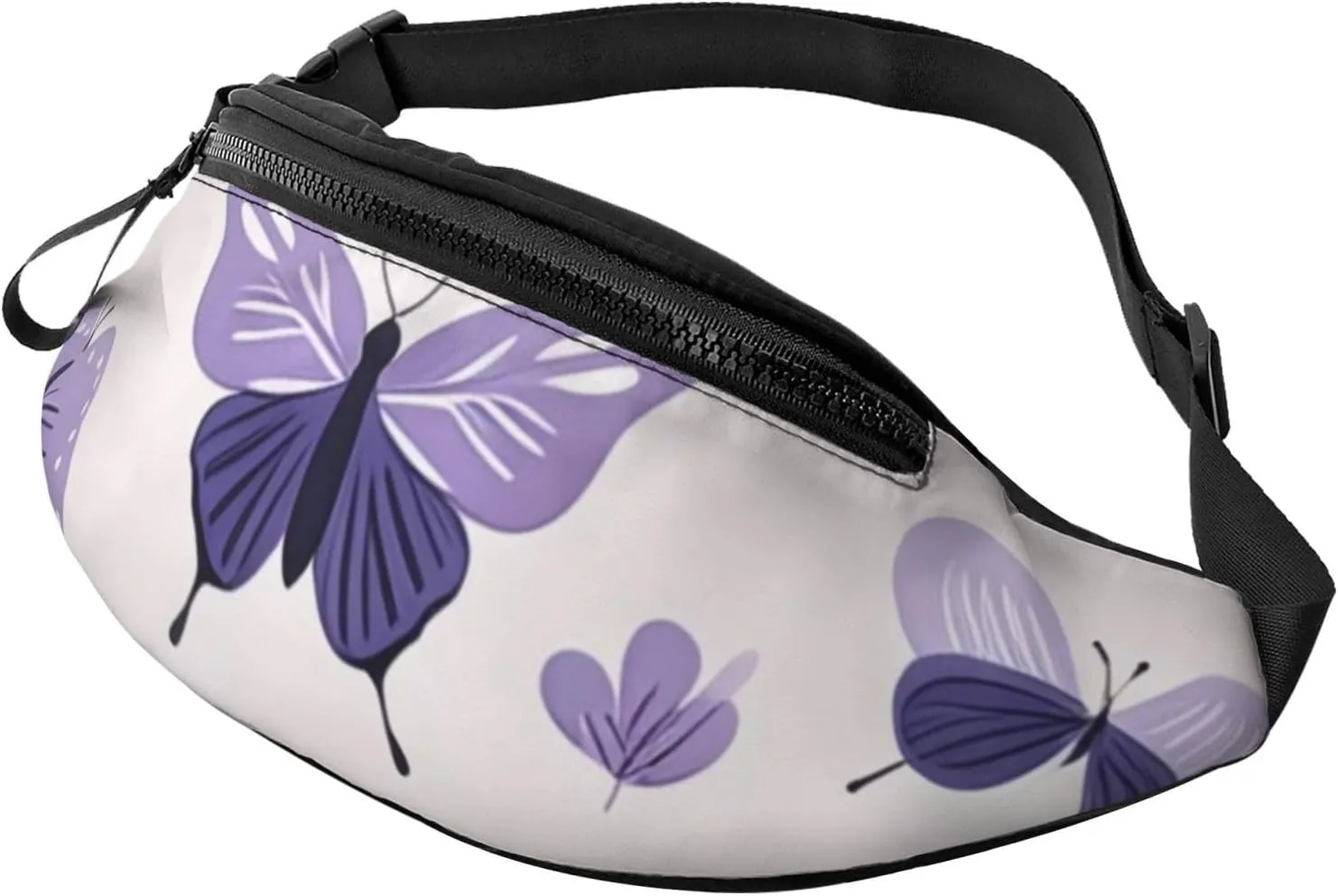 Casual purple cute butterfly print Printed Fanny Pack,Crossbody Fanny packs for women Men Waist Bag for Running Travel