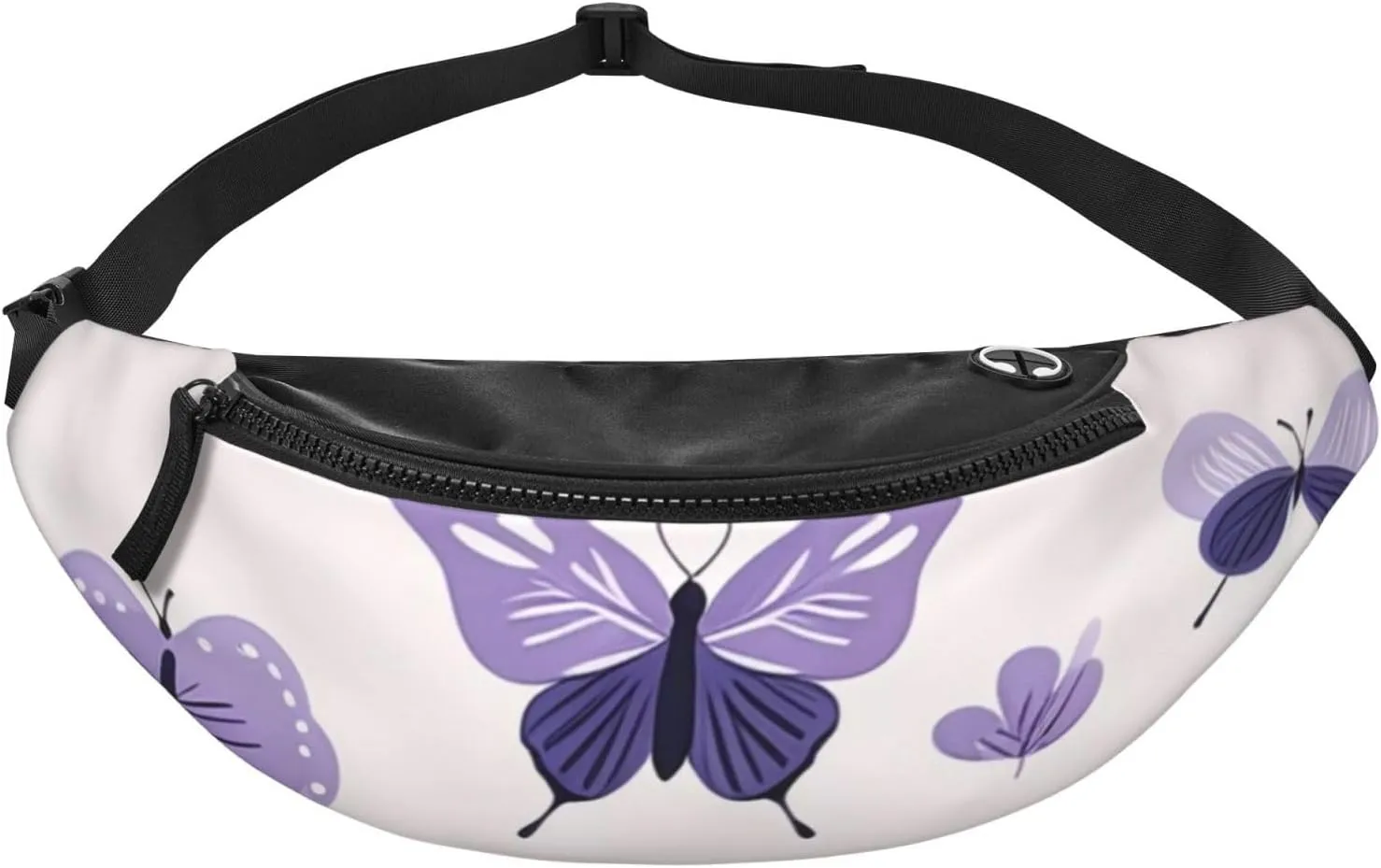 Casual purple cute butterfly print Printed Fanny Pack,Crossbody Fanny packs for women Men Waist Bag for Running Travel