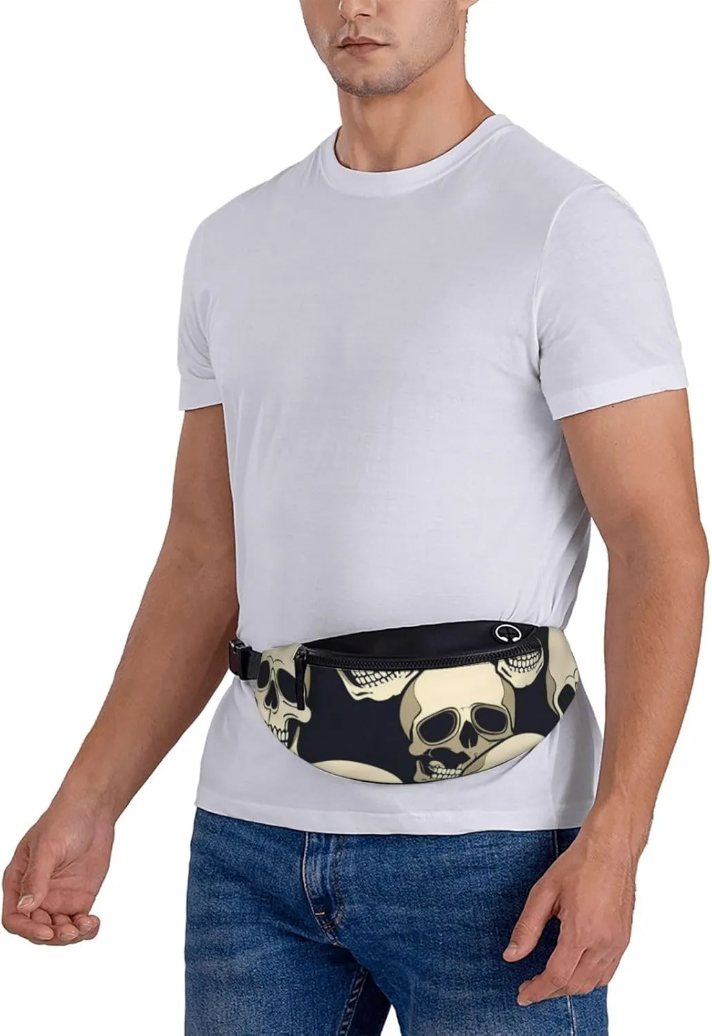 Casual Skull Skeleton Printed Fanny Pack,Crossbody Fanny packs for women Men Waist Bag for Running Travel
