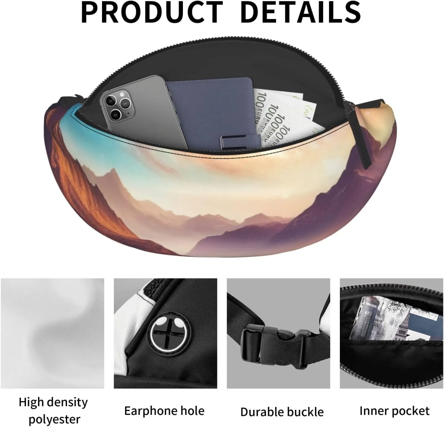 Casual Universe with Stars and Galaxy Interstellar Printed Fanny Pack,Crossbody Fanny packs for women Men Waist Bag for Running Travel