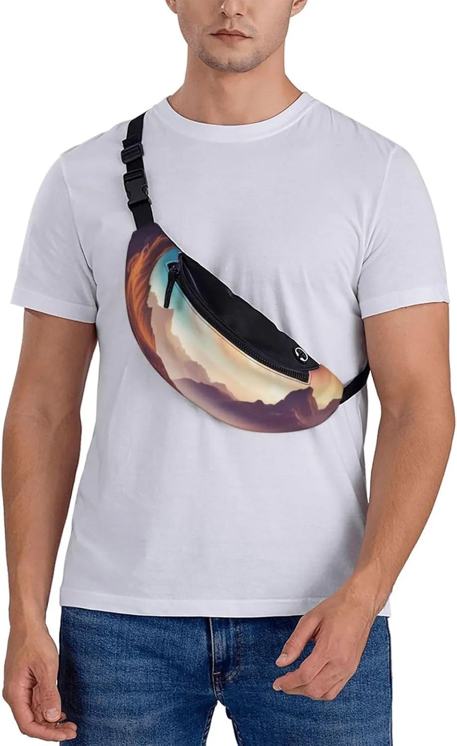 Casual Universe with Stars and Galaxy Interstellar Printed Fanny Pack,Crossbody Fanny packs for women Men Waist Bag for Running Travel