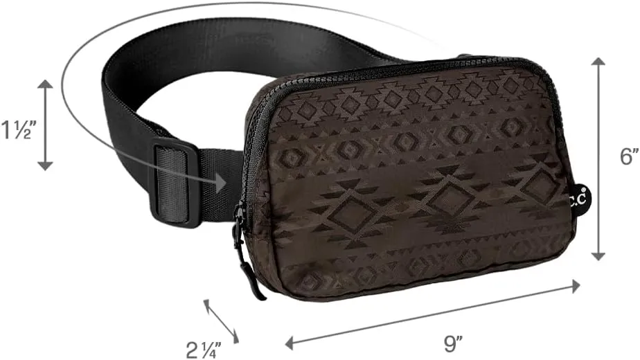 C.C Aztec Patten Belt Bag for Women Fanny Pack Crossbody Bags for Women Fashion Waist Packs with Adjustable Strap Gifts for Women (BGS-3257) (Aztec Pattern - brown)