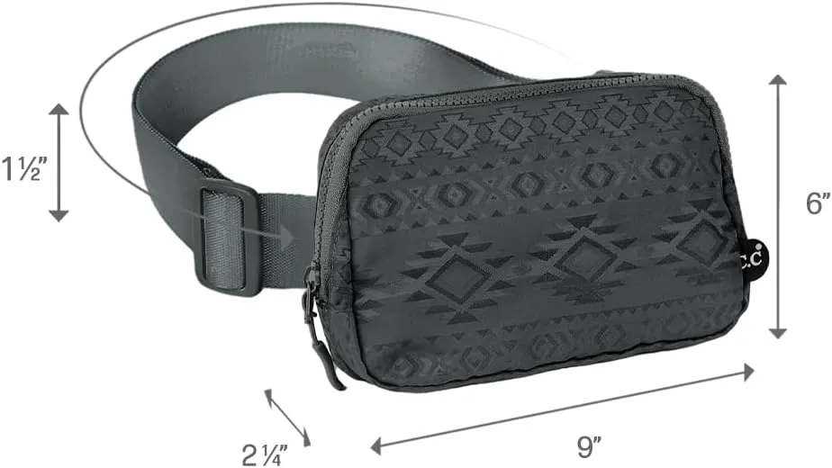 C.C Aztec Pattern Belt Bag - Fanny Pack & Crossbody Bag for Women - Fashion Waist Pack with Adjustable Strap - Gifts (Aztec Pattern - dk. grey)