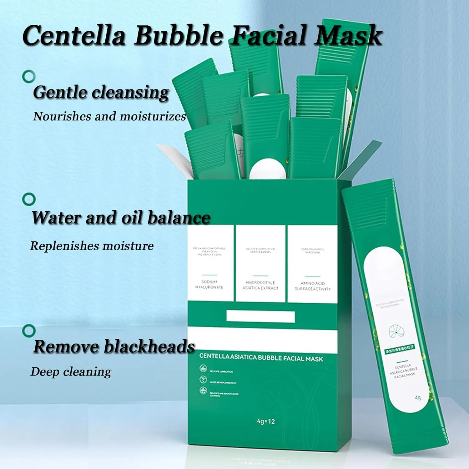 Centella Asiatica Bubble Face Mask, Centella Foam Facial Mask, Centella Bubble Facial Mask, Remove Black and Control Oil, Deeply Clean Facial (2)