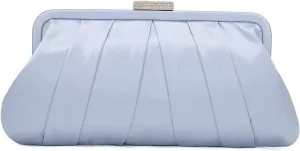CHARMING TAILOR Classic Pleated Satin Clutch Bag Diamante Embellished Formal Handbag for Wedding/Prom/Black-Tie Events