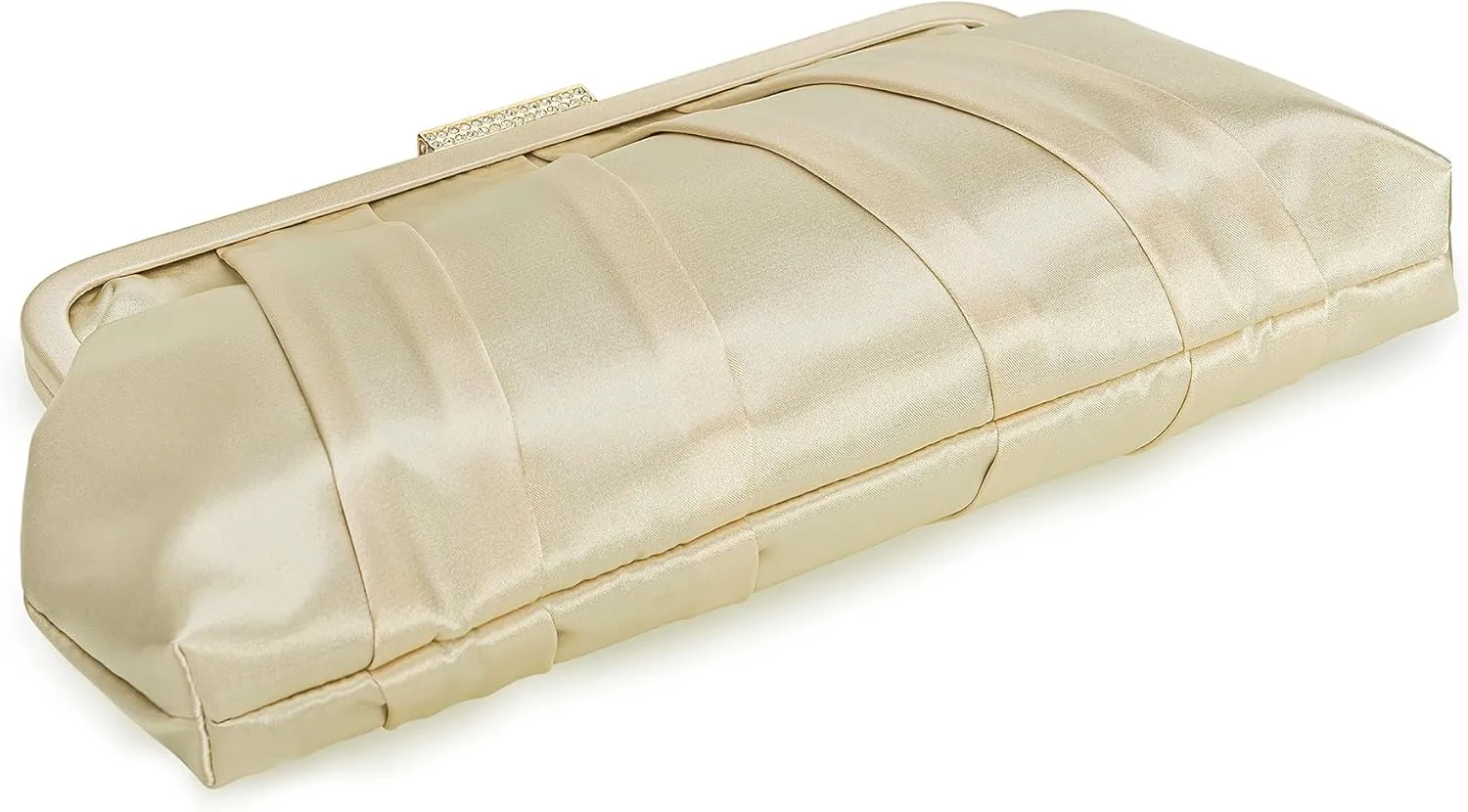 CHARMING TAILOR Classic Pleated Satin Clutch Bag Diamante Embellished Formal Handbag for Wedding/Prom/Black-Tie Events