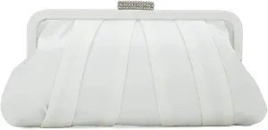 CHARMING TAILOR Classic Pleated Satin Clutch Bag Diamante Embellished Formal Handbag for Wedding/Prom/Black-Tie Events