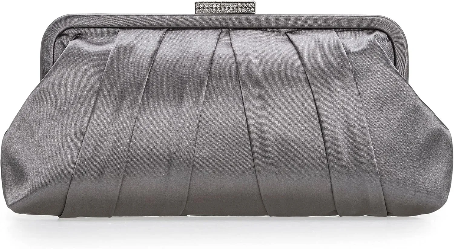 CHARMING TAILOR Classic Pleated Satin Clutch Bag Diamante Embellished Formal Handbag for Wedding/Prom/Black-Tie Events