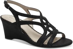 Charter Club Womens Kelsah Metallic Embellished Wedges Black 8.5 Medium (B,M)