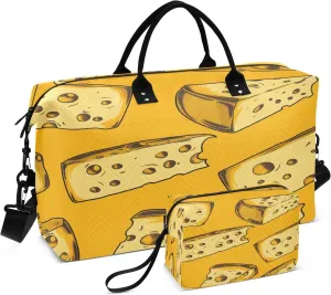 Cheese Color Pattern Travel Duffel Bags with Toiletry Bag for Travel Gym Yoga Weekender Bag